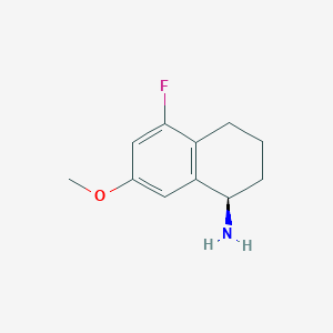 molecular formula C11H14FNO B11904206 (R)-5-Fluoro-7-methoxy-1,2,3,4-tetrahydronaphthalen-1-amine 