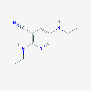 molecular formula C10H14N4 B11904289 2,5-Bis(ethylamino)nicotinonitrile CAS No. 1346809-31-1