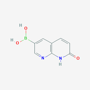 molecular formula C8H7BN2O3 B11904335 (7-Oxo-7,8-dihydro-1,8-naphthyridin-3-yl)boronic acid 