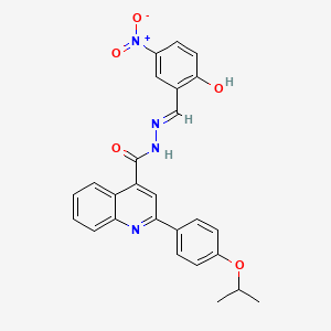 molecular formula C26H22N4O5 B1190456 N'-{2-hydroxy-5-nitrobenzylidene}-2-(4-isopropoxyphenyl)-4-quinolinecarbohydrazide 