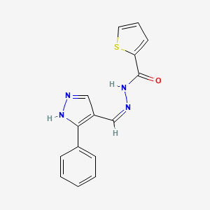 molecular formula C15H12N4OS B1190460 N'-[(3-phenyl-1H-pyrazol-4-yl)methylene]-2-thiophenecarbohydrazide 