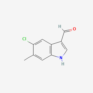 molecular formula C10H8ClNO B11904607 5-Chloro-6-methyl-1H-indole-3-carbaldehyde 