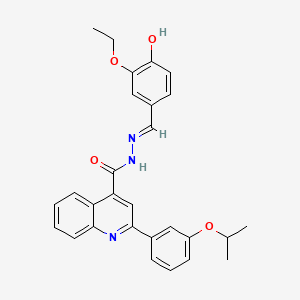 molecular formula C28H27N3O4 B1190473 N'-(3-ethoxy-4-hydroxybenzylidene)-2-(3-isopropoxyphenyl)-4-quinolinecarbohydrazide 