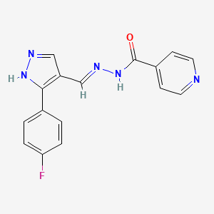 molecular formula C16H12FN5O B1190492 N'-{[3-(4-fluorophenyl)-1H-pyrazol-4-yl]methylene}isonicotinohydrazide 