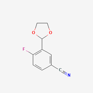 molecular formula C10H8FNO2 B11904966 3-(1,3-Dioxolan-2-yl)-4-fluorobenzonitrile 