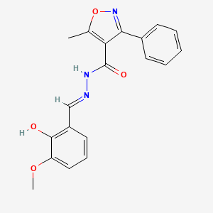 molecular formula C19H17N3O4 B1190509 N'-(2-hydroxy-3-methoxybenzylidene)-5-methyl-3-phenyl-4-isoxazolecarbohydrazide 