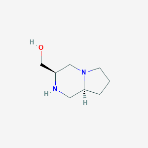 molecular formula C8H16N2O B119053 ((3R,8AS)-octahydropyrrolo[1,2-a]pyrazin-3-yl)methanol CAS No. 155225-19-7