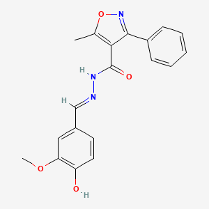 molecular formula C19H17N3O4 B1190533 N'-(4-hydroxy-3-methoxybenzylidene)-5-methyl-3-phenyl-4-isoxazolecarbohydrazide 