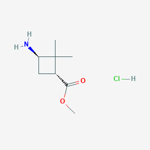 molecular formula C8H16ClNO2 B11905390 trans-Methyl3-amino-2,2-dimethyl-cyclobutanecarboxylatehydrochloride 