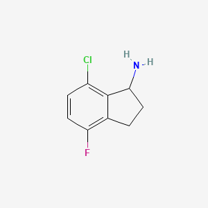 molecular formula C9H9ClFN B11905547 7-Chloro-4-fluoro-2,3-dihydro-1H-inden-1-amine 