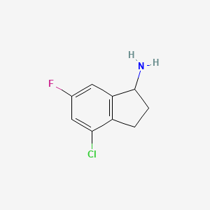 molecular formula C9H9ClFN B11905897 4-chloro-6-fluoro-2,3-dihydro-1H-inden-1-amine 