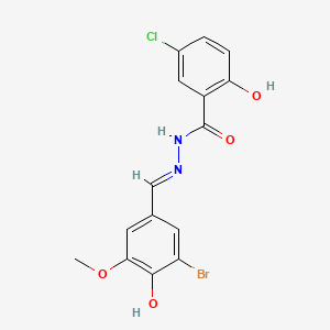molecular formula C15H12BrClN2O4 B1190592 N'-(3-bromo-4-hydroxy-5-methoxybenzylidene)-5-chloro-2-hydroxybenzohydrazide 