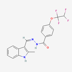 molecular formula C19H15F4N3O2 B1190608 N'-[(2-methyl-1H-indol-3-yl)methylene]-4-(1,1,2,2-tetrafluoroethoxy)benzohydrazide 