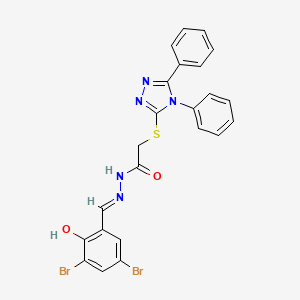 molecular formula C23H17Br2N5O2S B1190629 N'-(3,5-dibromo-2-hydroxybenzylidene)-2-[(4,5-diphenyl-4H-1,2,4-triazol-3-yl)sulfanyl]acetohydrazide 