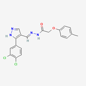 molecular formula C19H16Cl2N4O2 B1190635 N'-{[3-(3,4-dichlorophenyl)-1H-pyrazol-4-yl]methylene}-2-(4-methylphenoxy)acetohydrazide 
