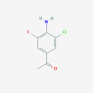 molecular formula C8H7ClFNO B11906483 1-(4-Amino-3-chloro-5-fluoro-phenyl)-ethanone CAS No. 56339-99-2