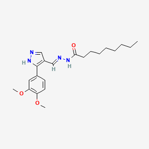 molecular formula C21H30N4O3 B1190668 N'-{[3-(3,4-dimethoxyphenyl)-1H-pyrazol-4-yl]methylene}nonanohydrazide 