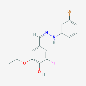 molecular formula C15H14BrIN2O2 B1190675 3-Ethoxy-4-hydroxy-5-iodobenzaldehyde (3-bromophenyl)hydrazone 