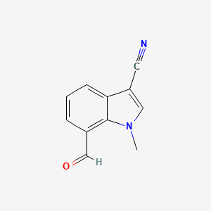 molecular formula C11H8N2O B11906779 7-Formyl-1-methyl-1H-indole-3-carbonitrile 