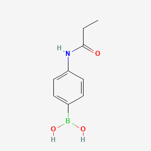 molecular formula C9H12BNO3 B11906787 Boronic acid, [4-[(1-oxopropyl)amino]phenyl]- CAS No. 190058-85-6