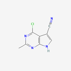 molecular formula C8H5ClN4 B11906953 4-Chloro-2-methyl-7H-pyrrolo[2,3-d]pyrimidine-5-carbonitrile 