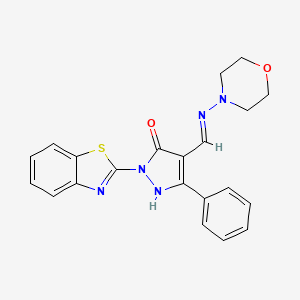 molecular formula C21H19N5O2S B1190701 2-(1,3-benzothiazol-2-yl)-4-[(4-morpholinylimino)methyl]-5-phenyl-1,2-dihydro-3H-pyrazol-3-one 