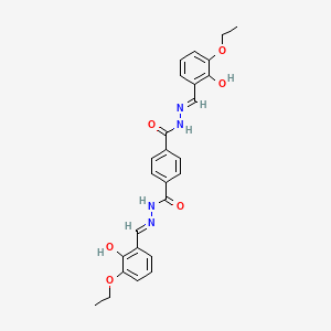 molecular formula C26H26N4O6 B1190715 N'~1~,N'~4~-bis(3-ethoxy-2-hydroxybenzylidene)terephthalohydrazide 