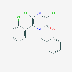 molecular formula C17H11Cl3N2O B119072 1-Benzyl-3,5-dichloro-6-(2-chlorophenyl)pyrazinone CAS No. 151936-24-2