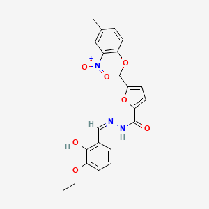 molecular formula C22H21N3O7 B1190724 N'-(3-ethoxy-2-hydroxybenzylidene)-5-({2-nitro-4-methylphenoxy}methyl)-2-furohydrazide 