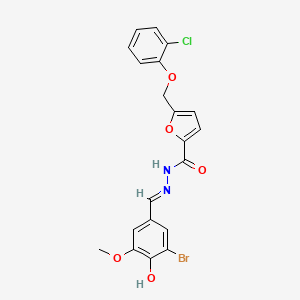 molecular formula C20H16BrClN2O5 B1190725 N'-(3-bromo-4-hydroxy-5-methoxybenzylidene)-5-[(2-chlorophenoxy)methyl]-2-furohydrazide 