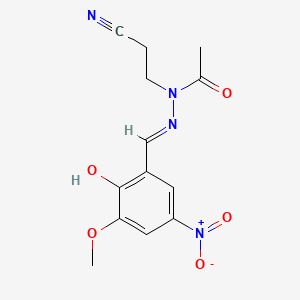 molecular formula C13H14N4O5 B1190734 N-(2-cyanoethyl)-N'-{2-hydroxy-5-nitro-3-methoxybenzylidene}acetohydrazide 