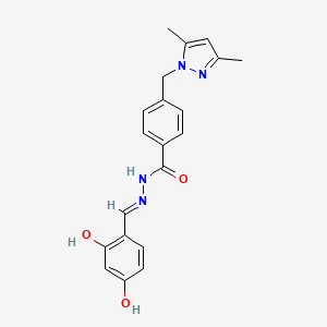 molecular formula C20H20N4O3 B1190735 N'-(2,4-dihydroxybenzylidene)-4-[(3,5-dimethyl-1H-pyrazol-1-yl)methyl]benzohydrazide 