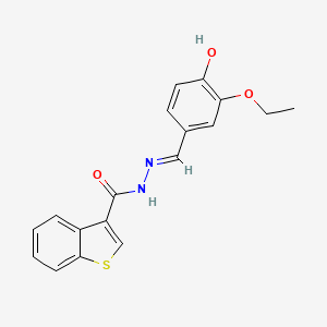 molecular formula C18H16N2O3S B1190738 N'-(3-ethoxy-4-hydroxybenzylidene)-1-benzothiophene-3-carbohydrazide 