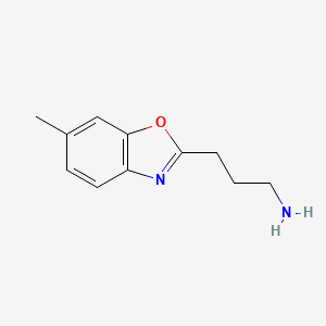 molecular formula C11H14N2O B11907435 3-(6-Methylbenzo[d]oxazol-2-yl)propan-1-amine 