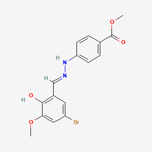molecular formula C16H15BrN2O4 B1190748 Methyl 4-[2-(5-bromo-2-hydroxy-3-methoxybenzylidene)hydrazino]benzoate 
