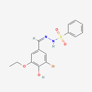 molecular formula C15H15BrN2O4S B1190759 N'-(3-bromo-5-ethoxy-4-hydroxybenzylidene)benzenesulfonohydrazide 