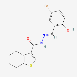 molecular formula C16H15BrN2O2S B1190763 N'-(5-bromo-2-hydroxybenzylidene)-4,5,6,7-tetrahydro-1-benzothiophene-3-carbohydrazide 