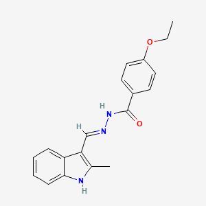 molecular formula C19H19N3O2 B1190786 4-ethoxy-N'-[(2-methyl-1H-indol-3-yl)methylene]benzohydrazide 