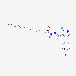 molecular formula C22H31FN4O B1190791 N'-{[4-(4-fluorophenyl)-1H-pyrazol-3-yl]methylene}dodecanohydrazide 