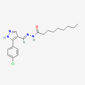molecular formula C19H25ClN4O B1190793 N'-{[3-(4-chlorophenyl)-1H-pyrazol-4-yl]methylene}nonanohydrazide 