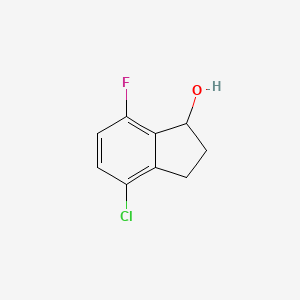 molecular formula C9H8ClFO B11908092 4-Chloro-7-fluoro-2,3-dihydro-1H-inden-1-ol 