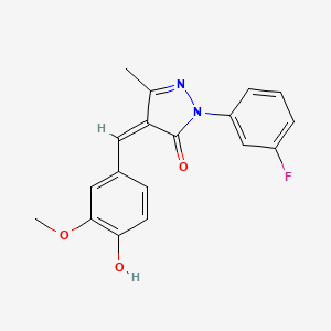 molecular formula C18H15FN2O3 B1190840 2-(3-fluorophenyl)-4-(4-hydroxy-3-methoxybenzylidene)-5-methyl-2,4-dihydro-3H-pyrazol-3-one 