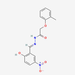 molecular formula C16H15N3O5 B1190843 N'-{2-hydroxy-5-nitrobenzylidene}-2-(2-methylphenoxy)acetohydrazide 