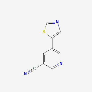 molecular formula C9H5N3S B11908593 5-(Thiazol-5-yl)nicotinonitrile CAS No. 1346687-55-5