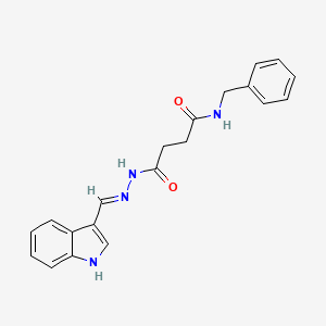 molecular formula C20H20N4O2 B1190916 N-benzyl-4-[2-(1H-indol-3-ylmethylene)hydrazino]-4-oxobutanamide 