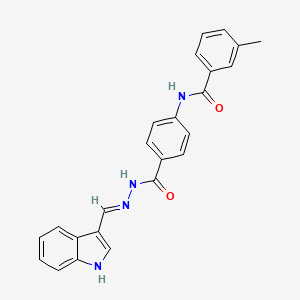 molecular formula C24H20N4O2 B1190917 N-(4-{N'-[(E)-(1H-INDOL-3-YL)METHYLIDENE]HYDRAZINECARBONYL}PHENYL)-3-METHYLBENZAMIDE 