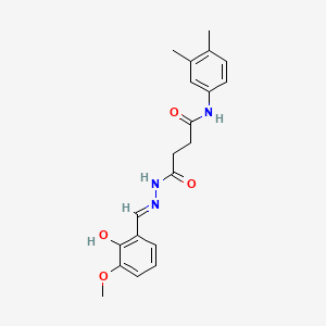 molecular formula C20H23N3O4 B1190931 N-(3,4-dimethylphenyl)-4-[2-(2-hydroxy-3-methoxybenzylidene)hydrazino]-4-oxobutanamide 