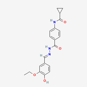 molecular formula C20H21N3O4 B1190937 N-(4-{[2-(3-ethoxy-4-hydroxybenzylidene)hydrazino]carbonyl}phenyl)cyclopropanecarboxamide 