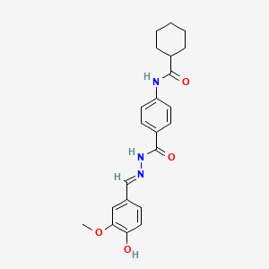 molecular formula C22H25N3O4 B1190938 N-(4-{[2-(4-hydroxy-3-methoxybenzylidene)hydrazino]carbonyl}phenyl)cyclohexanecarboxamide 
