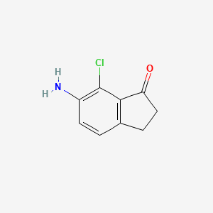 molecular formula C9H8ClNO B11909673 6-Amino-7-chloro-2,3-dihydroinden-1-one 